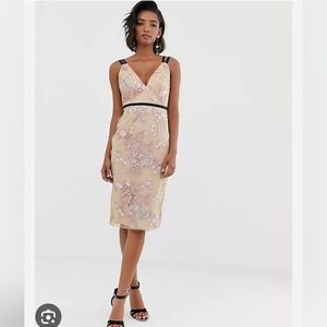 ASOS DESIGN Occasion Pencil Midi Dress in floral embroidery